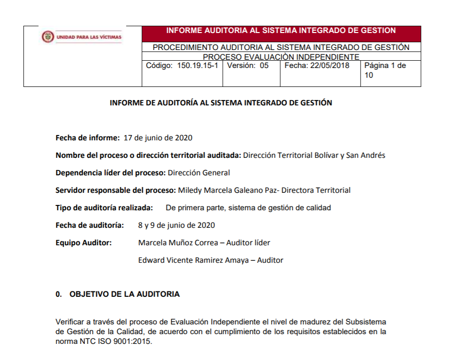 informe auditoria de calidad dt bolivar san andres