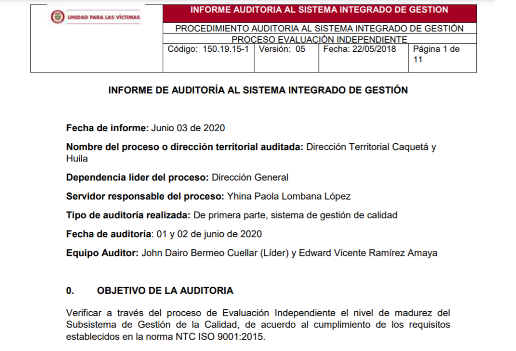 informe auditoria de calidad dt caqueta huila