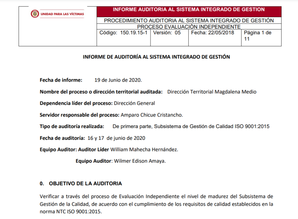 informe auditoria de calidad dt magdalena medio