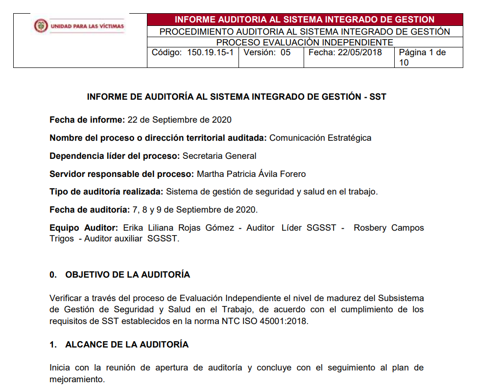 informe auditoria del sgsst   comunicacion estrategica