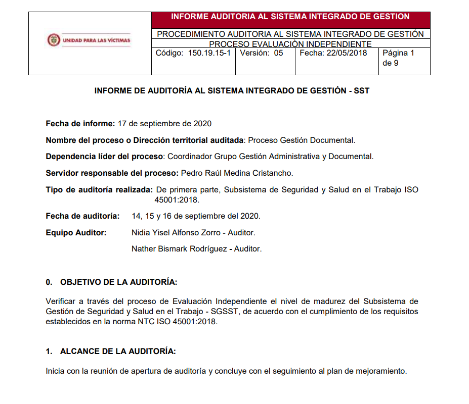 informe auditoria del sgsst   gestion documental