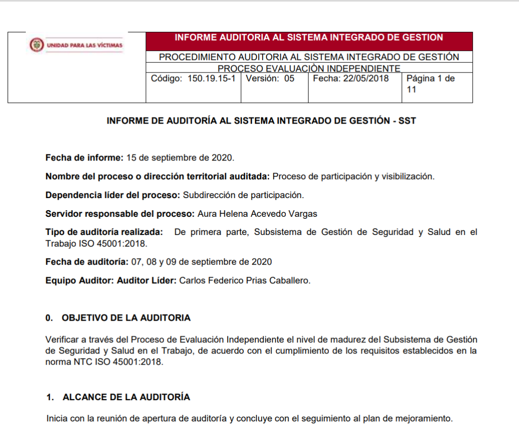 informe auditoria del sgsst   participacion y visibilizacion