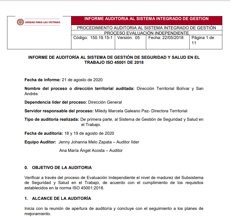 informe final auditoria interna sgsst dt bolivar y san andres