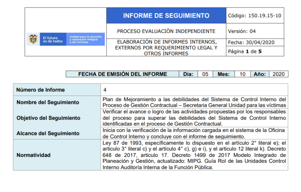 seguimiento plan mejoramiento proceso de gestion contractual 2020