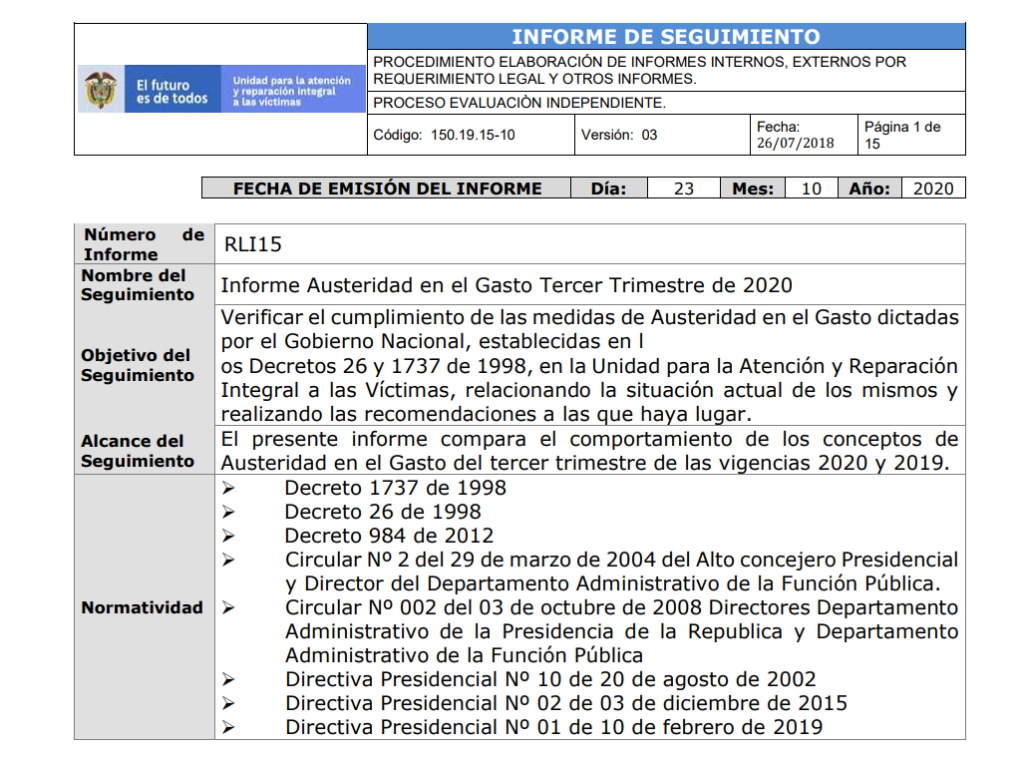 informe de austeridad jul a sep 2020
