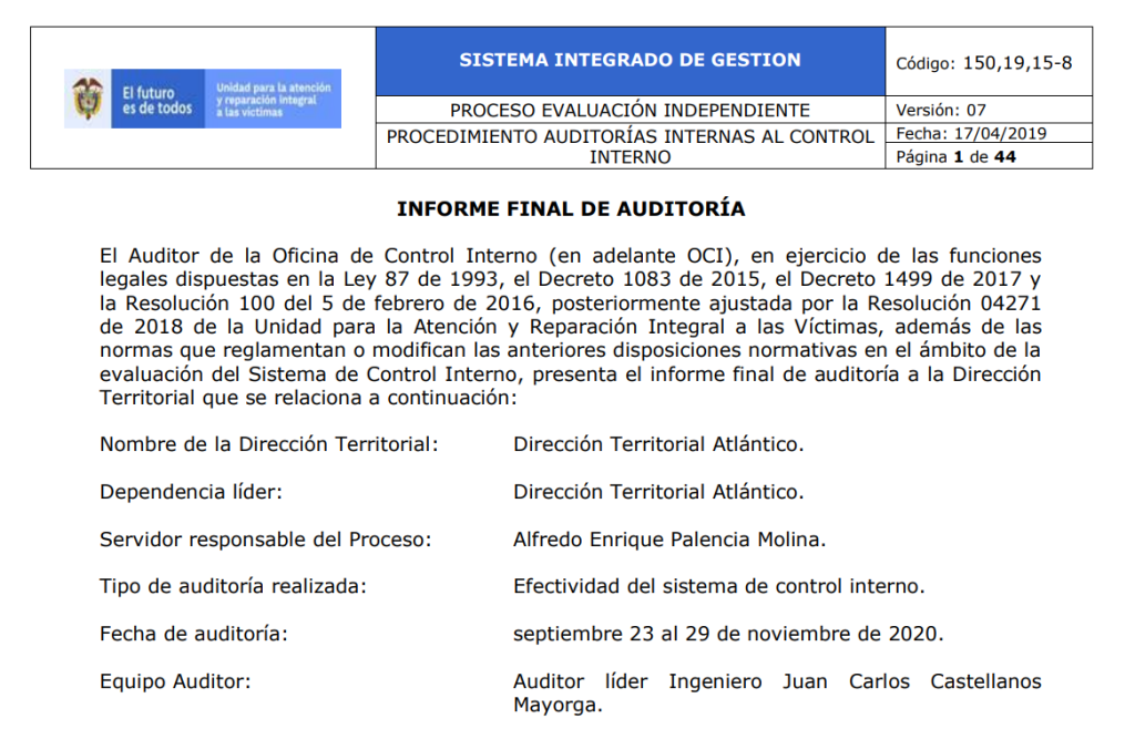 informe final auditoria direccion territorial atlantico 2020