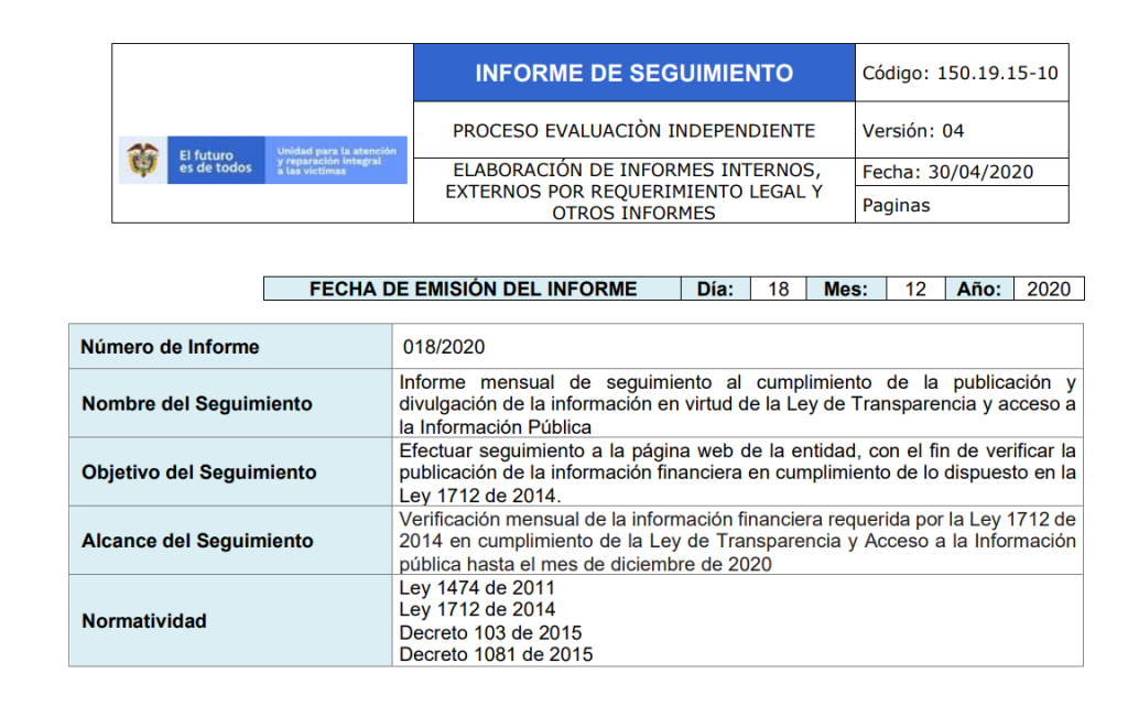 informe mensual ley de transparencia financiera diciembre 2020