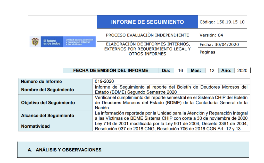 informe seguimiento bdme