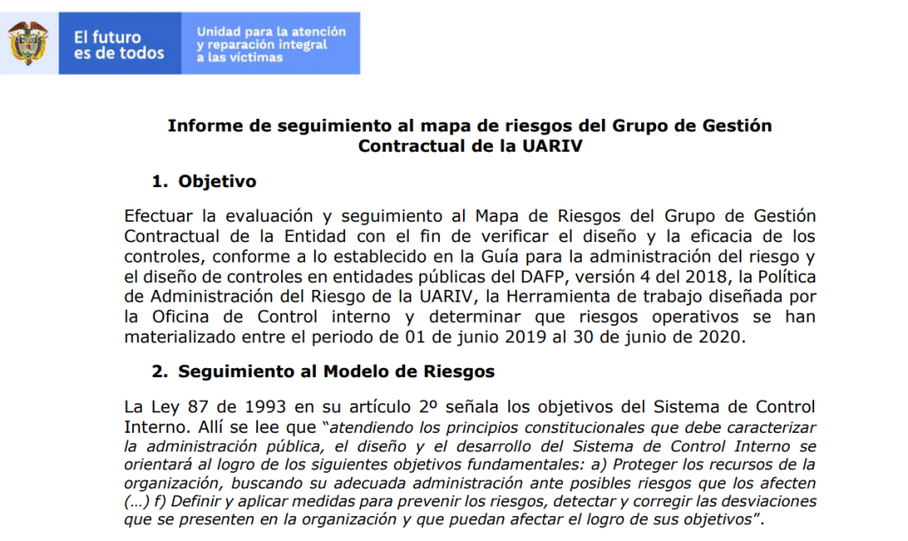 informe seguimiento mapa riesgos materializacion de riesgos contractuales grupo de gestion contractual 2020
