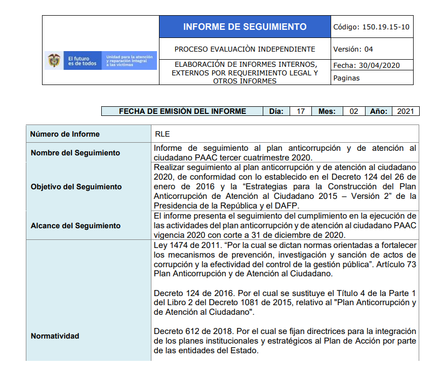 informe de seguimiento al paac 3er cuatrimestre 2020