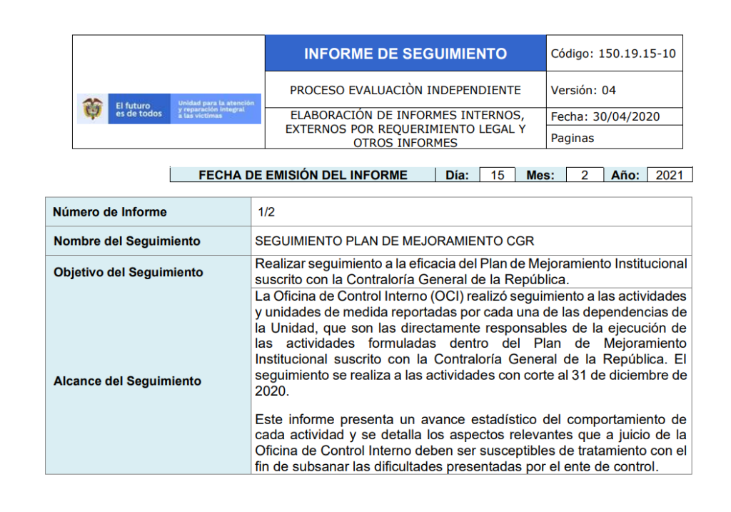 seguimiento plan mejoramiento contraloria corte diciembre 2020