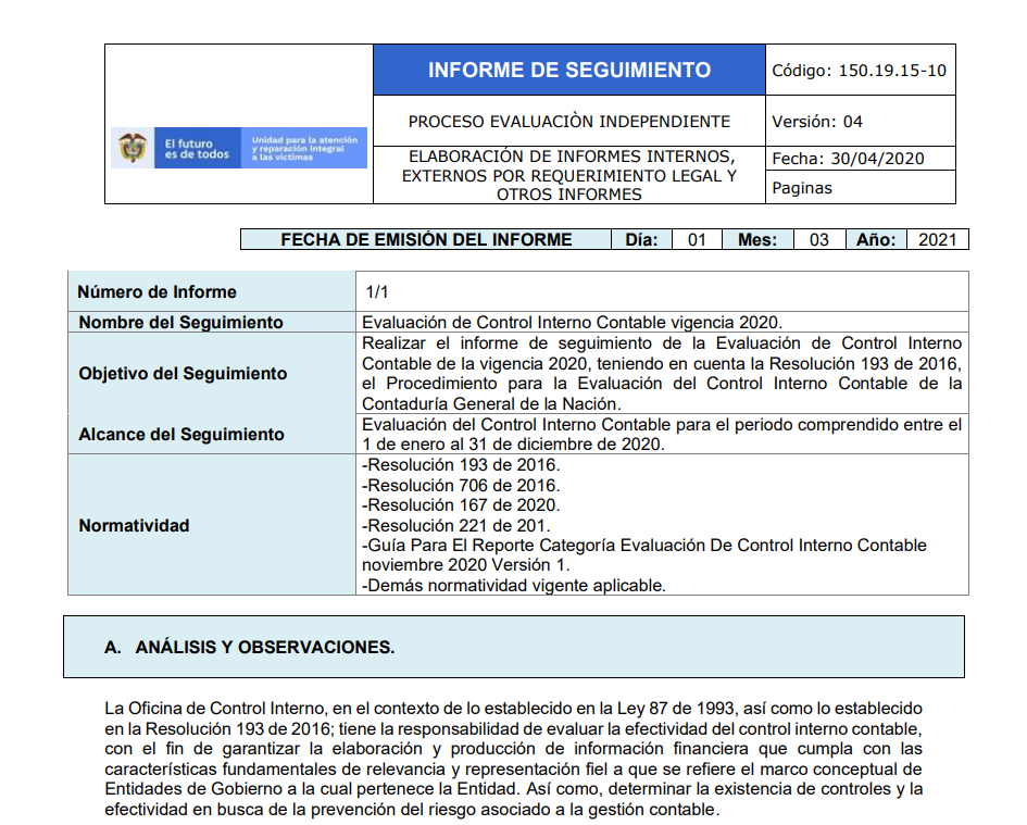 informe de seguimiento evaluacion control interno contable 2020