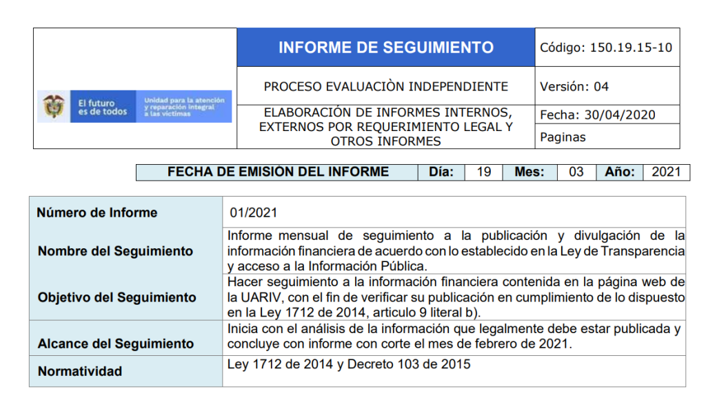informe mensual ley de transparencia financiera febrero 2021