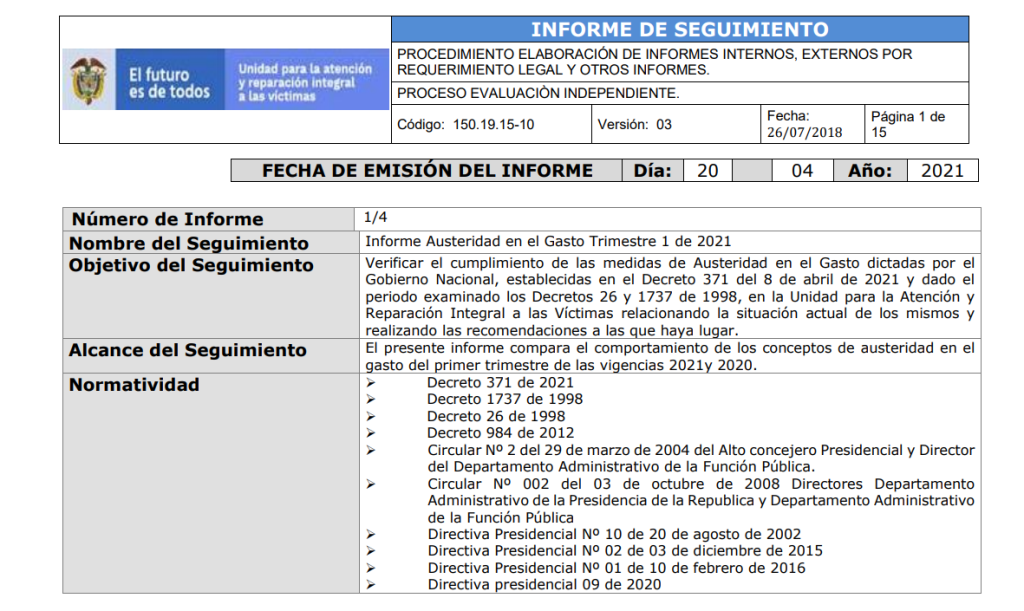informe de austeridad enero marzo 2021