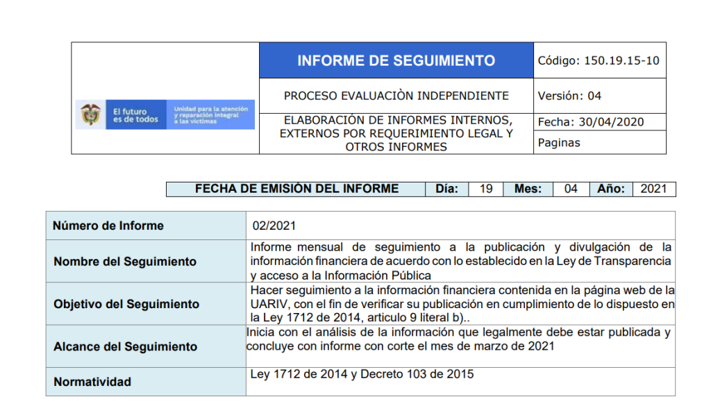 informe mensual de la ley de transparencia capitulo financiero corte marzo 2021 1