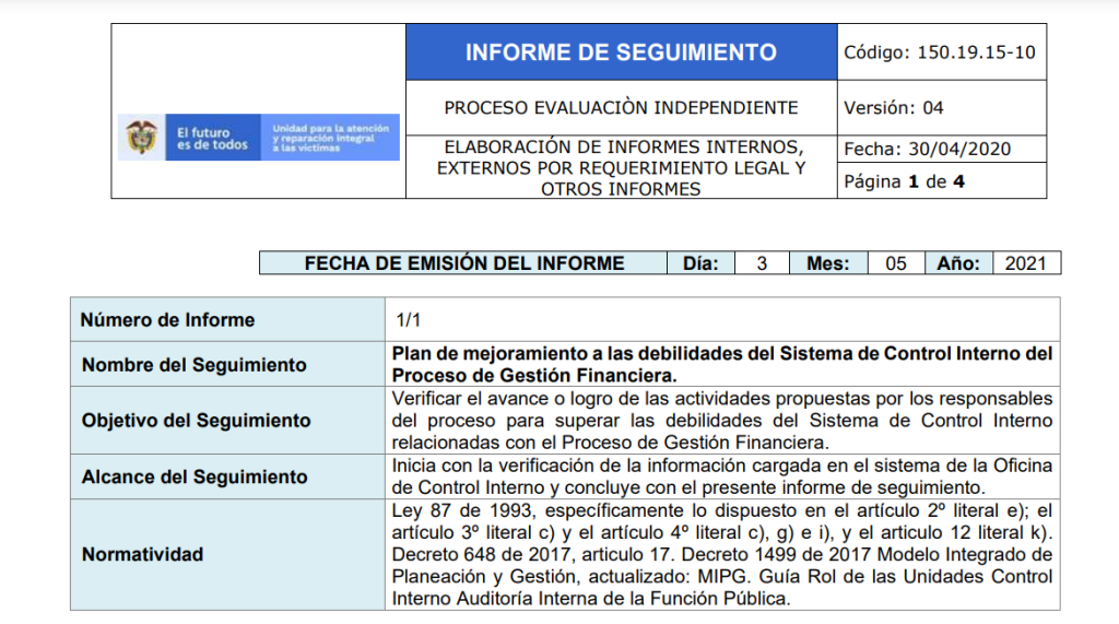 seguimiento plan mejoramiento proceso gestion financiera auditroria 2018 2021