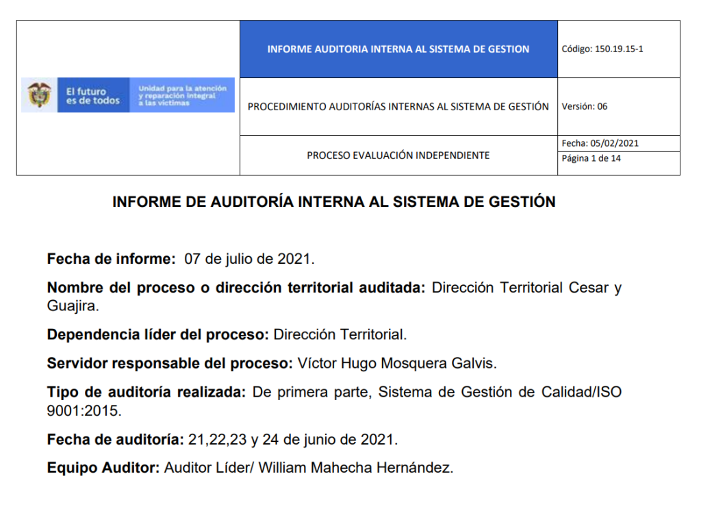 informe auditoria de calidad   dt cesar guajira