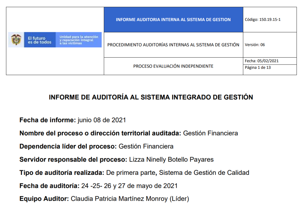 informe auditoria de calidad   gestion financiera 0
