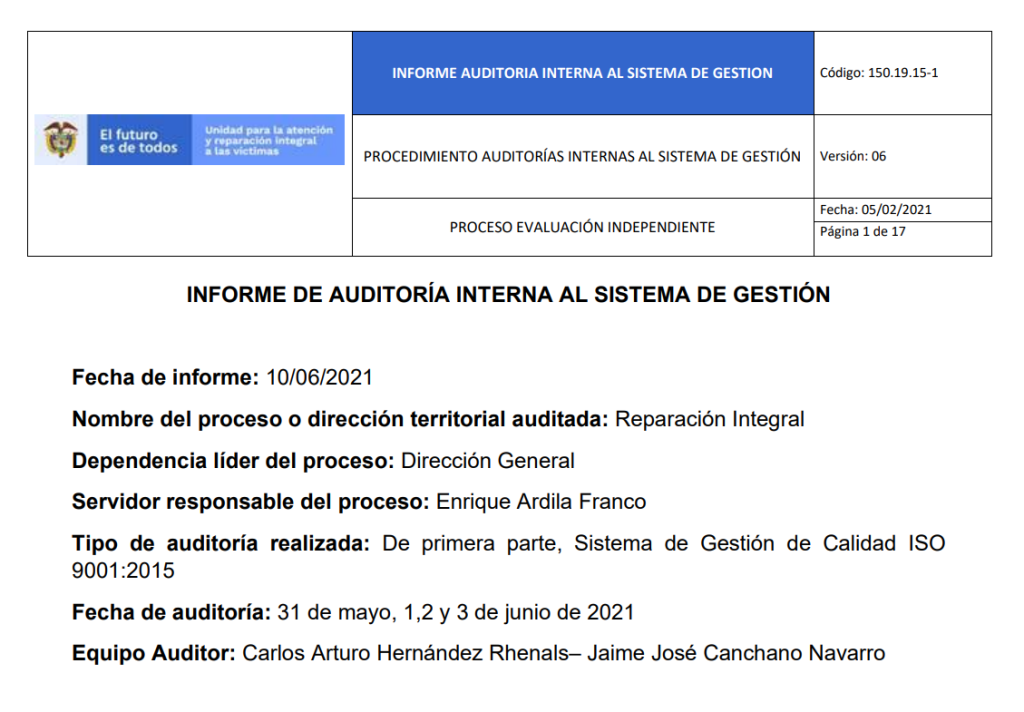 informe auditoria de calidad   reparacion integral 0