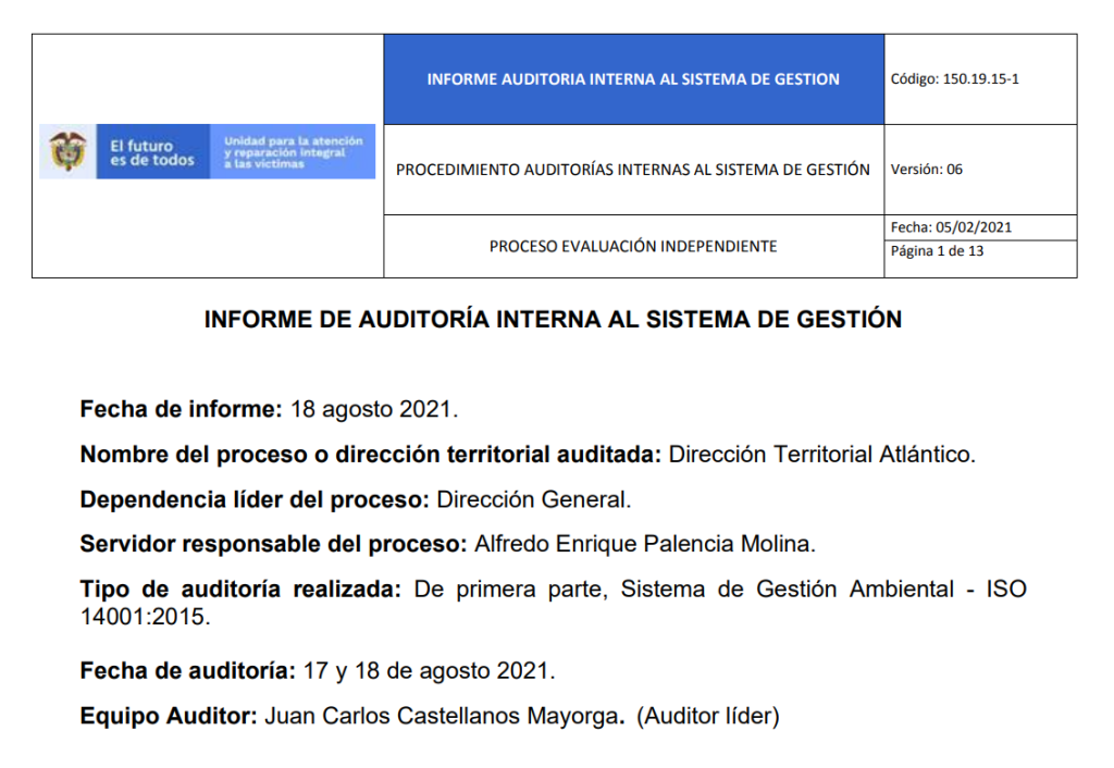 informe auditoria del sga   dt atlantico