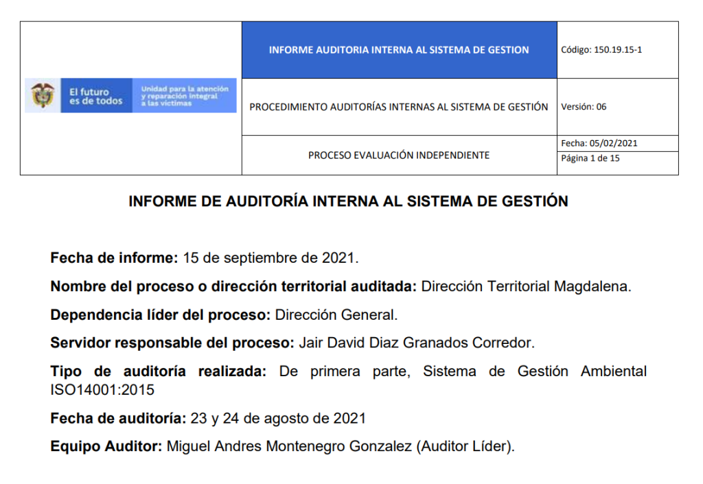 informe auditoria del sga   dt magdalena