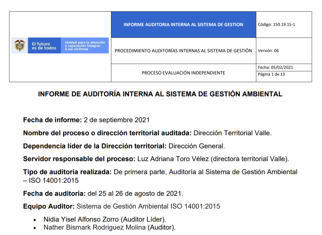 informe auditoria del sga   dt valle