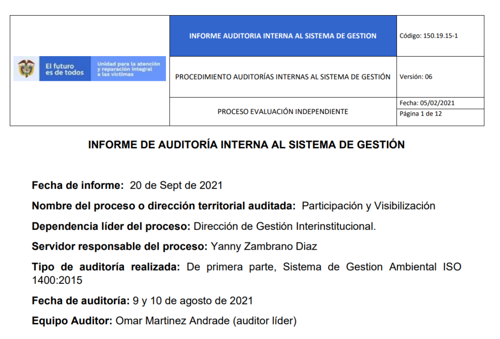 informe auditoria del sga   participacion y visibilizacion