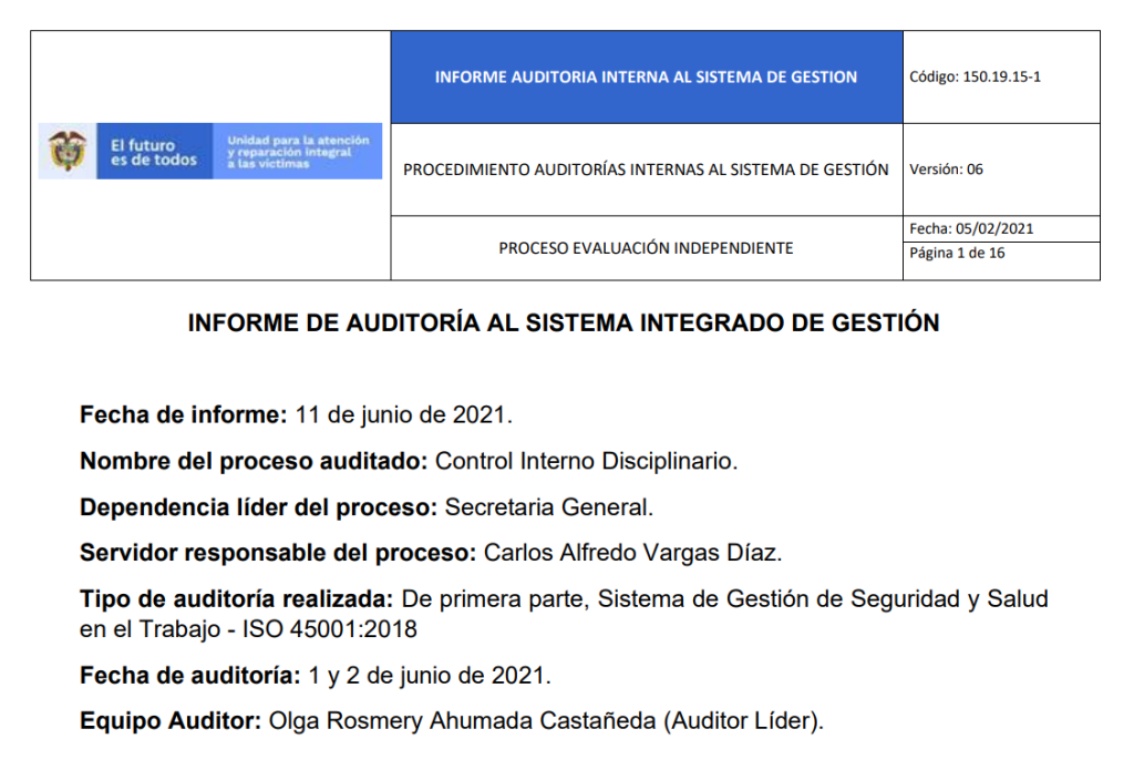 informe auditoria del sgsst   control interno disciplinario 0
