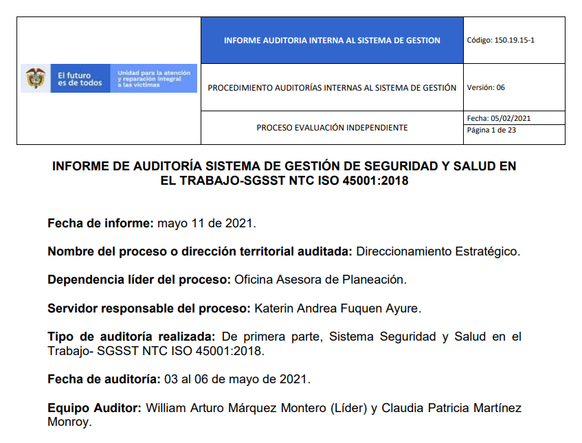 informe auditoria del sgsst   direccionamiento estrategico 0
