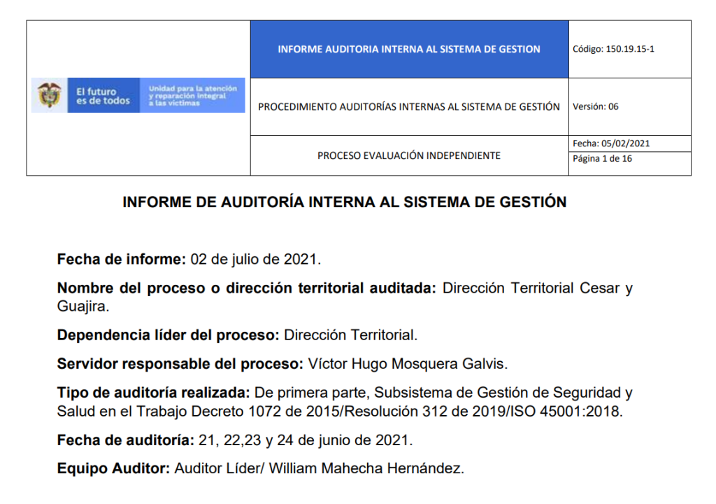 informe auditoria del sgsst   dt cesar guajira