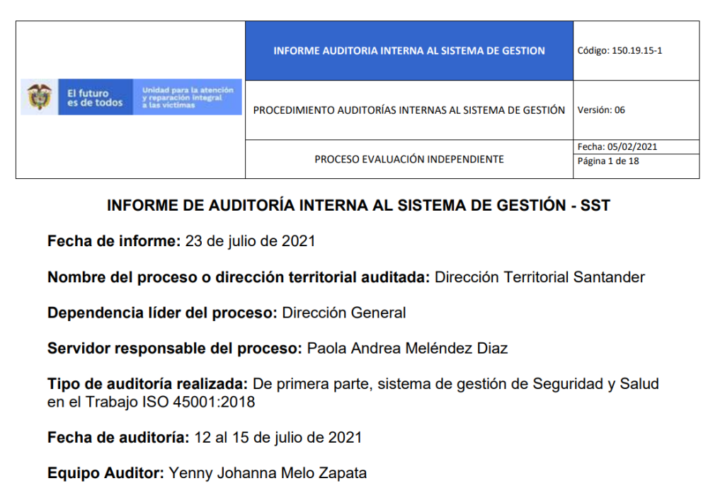 informe auditoria del sgsst   dt santander