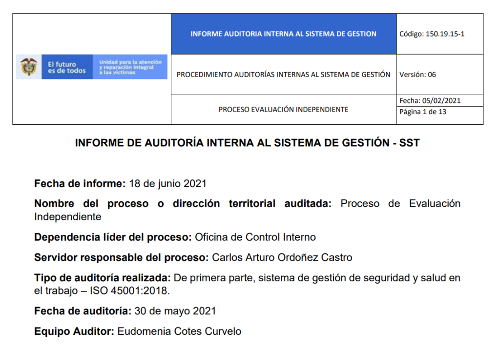 informe auditoria del sgsst   evaluacion independiente 0