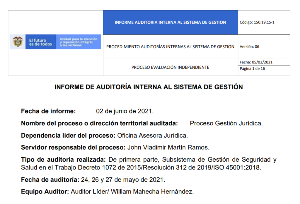 informe auditoria del sgsst   gestion juridica 0