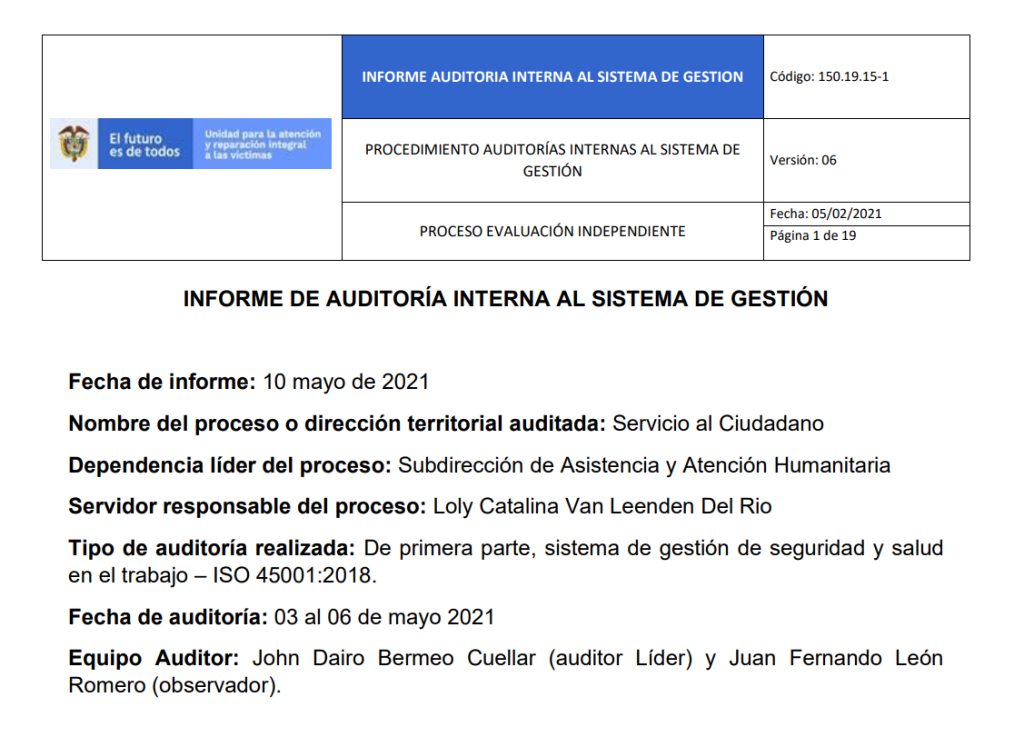 informe auditoria del sgsst   servicio al ciudadano 0