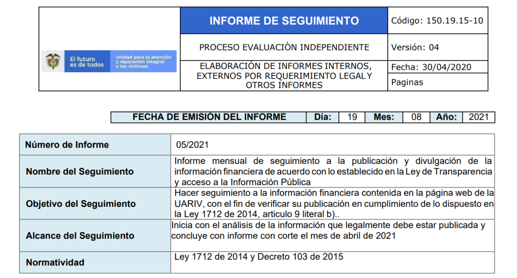 informe seguimiento ley transparencia financiera agosto 2021