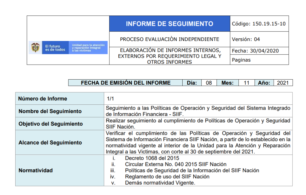 informe seguimiento politicas siif 2021