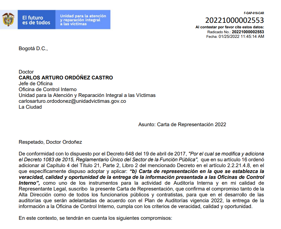 carta de representacion 2022