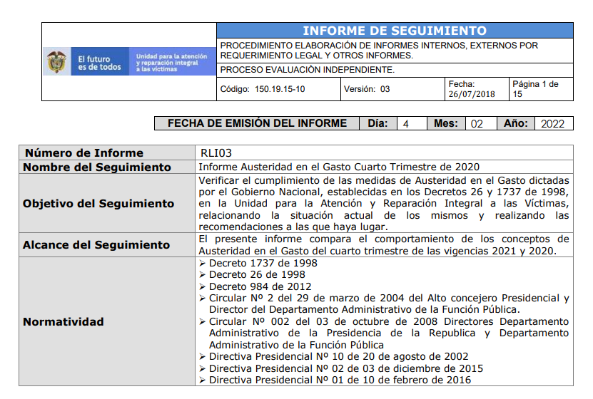 informe austeridad 4deg trimestre 2021