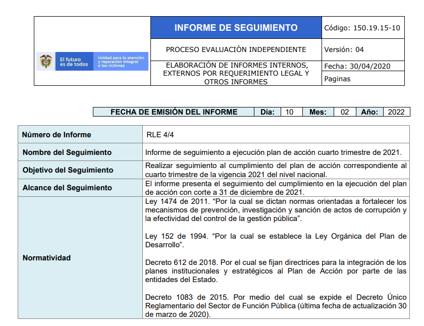 informe seguimiento ejecucion plan accion 4to trimestre 2021nn