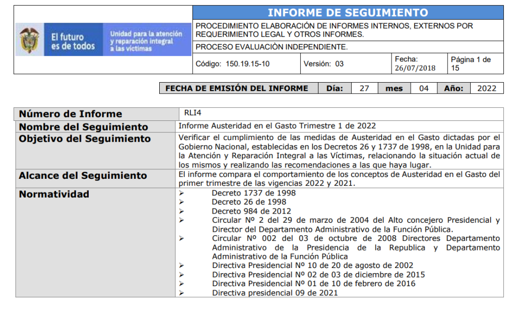 informe de austeridad enero marzo 2022