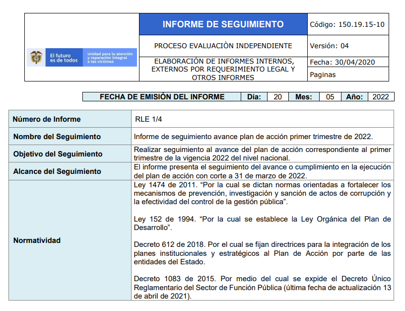 informe seguimiento avance plan accion 1er trimestre 2022 nn