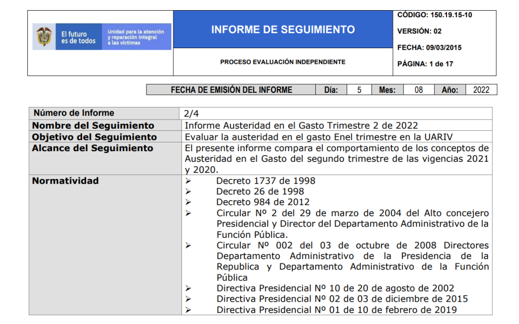 informe austeridad segundo trimestre 2022