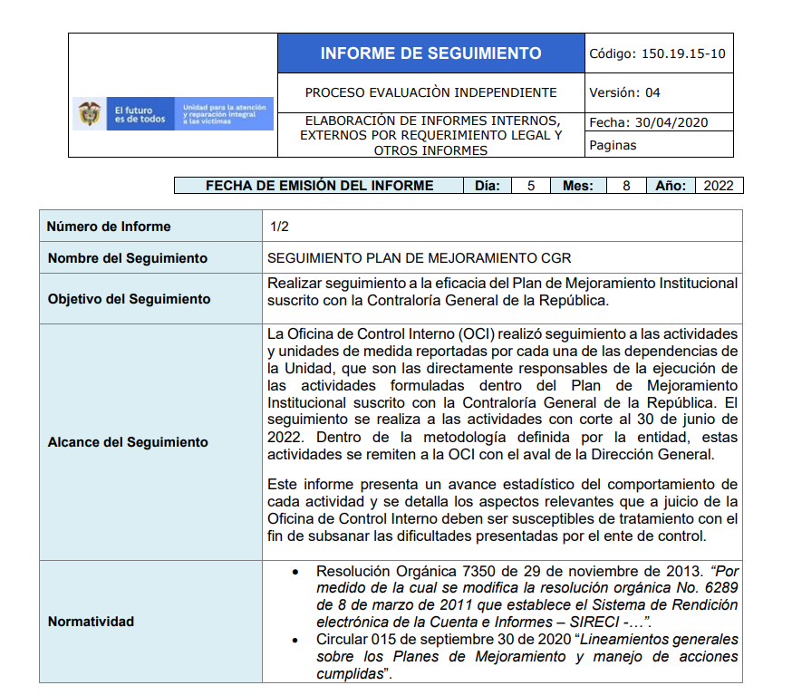 seguimiento plan mejoramiento contraloria corte junio 2022