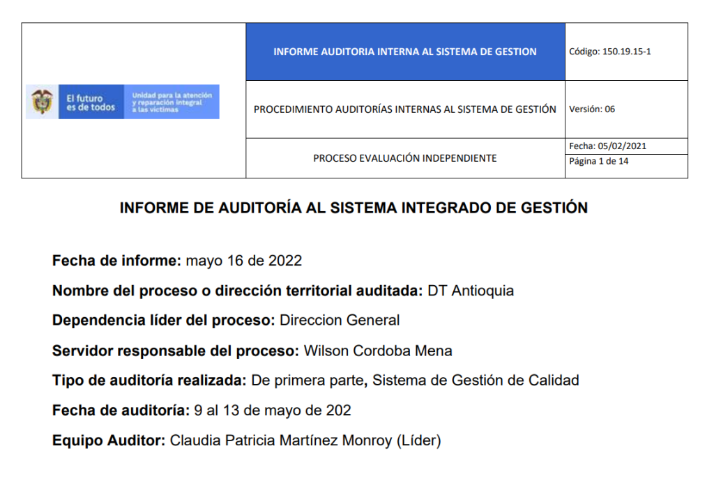 informe auditoria de calidad   dt antioquia 0
