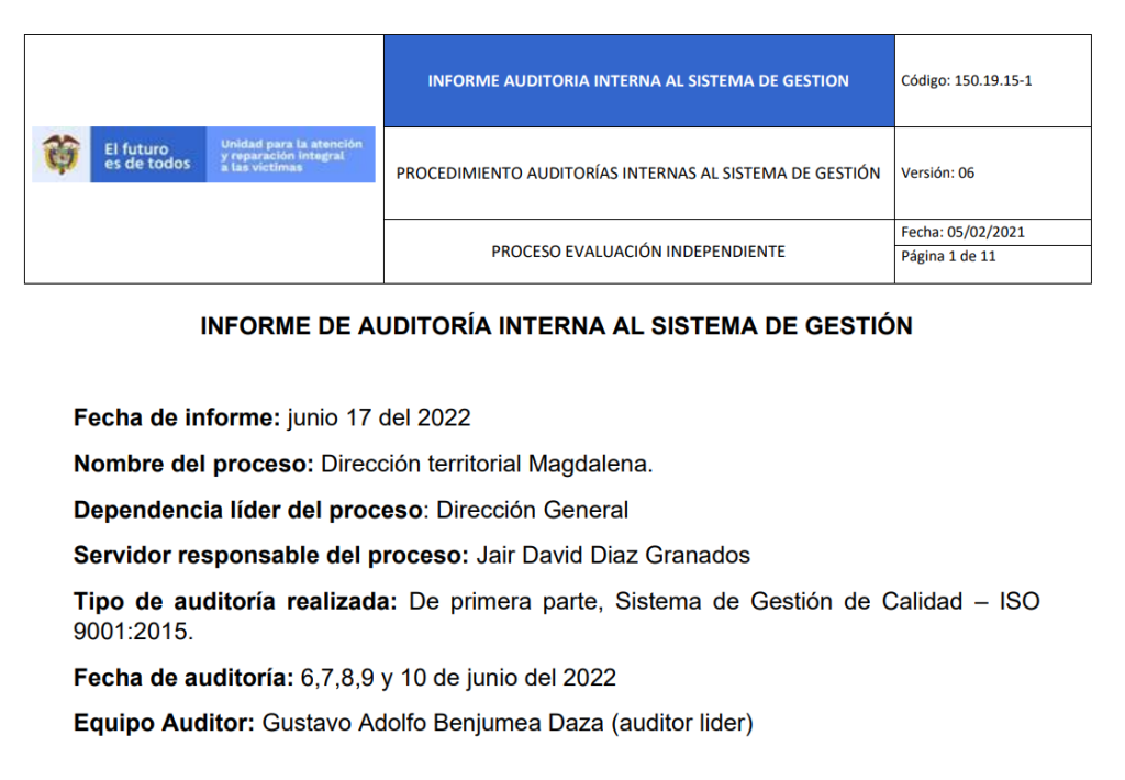 informe auditoria de calidad   dt magdalena 0