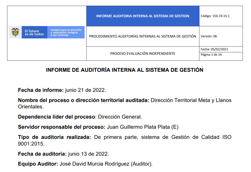 informe auditoria de calidad   dt meta y llanos orientales 0