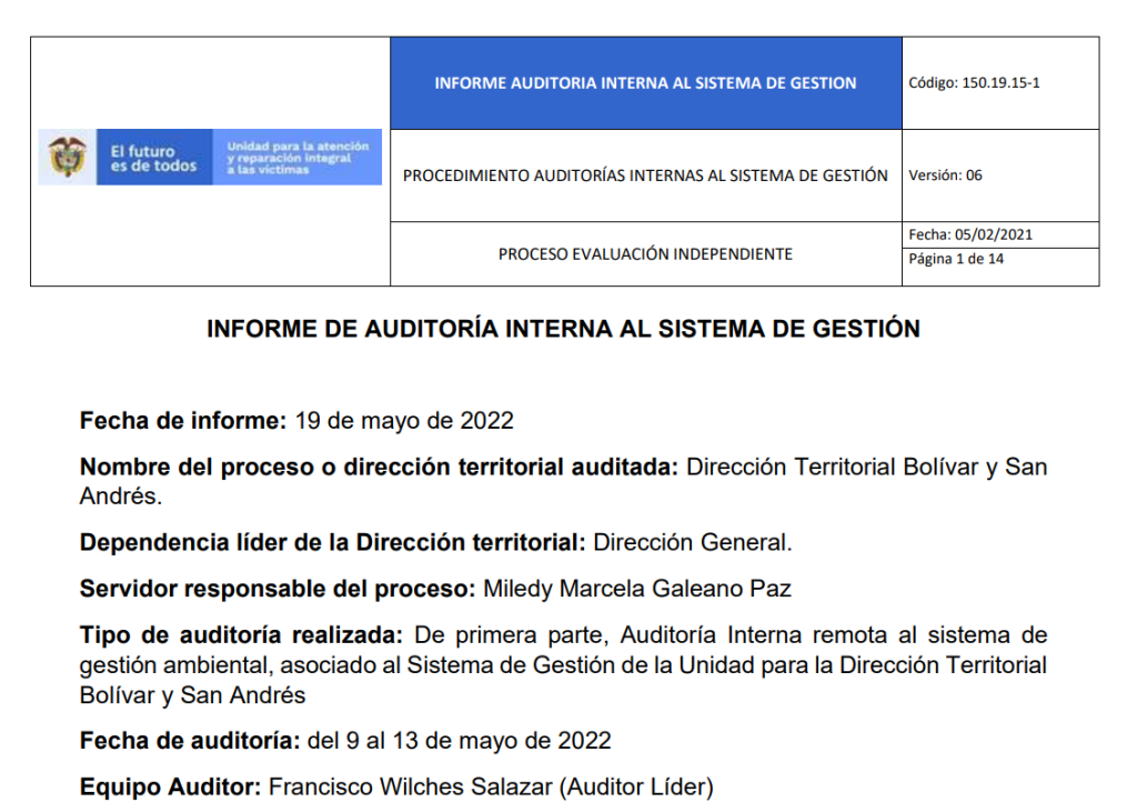 informe auditoria del sga   dt bolivar y san andres 0