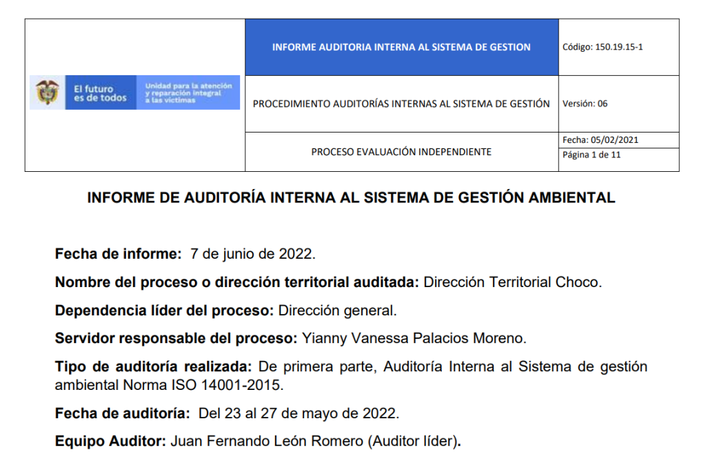informe auditoria del sga   dt choco 0