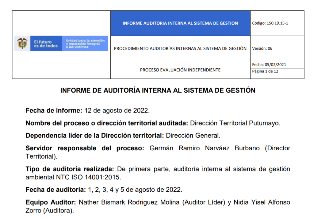 informe auditoria del sga   dt putumayo 0