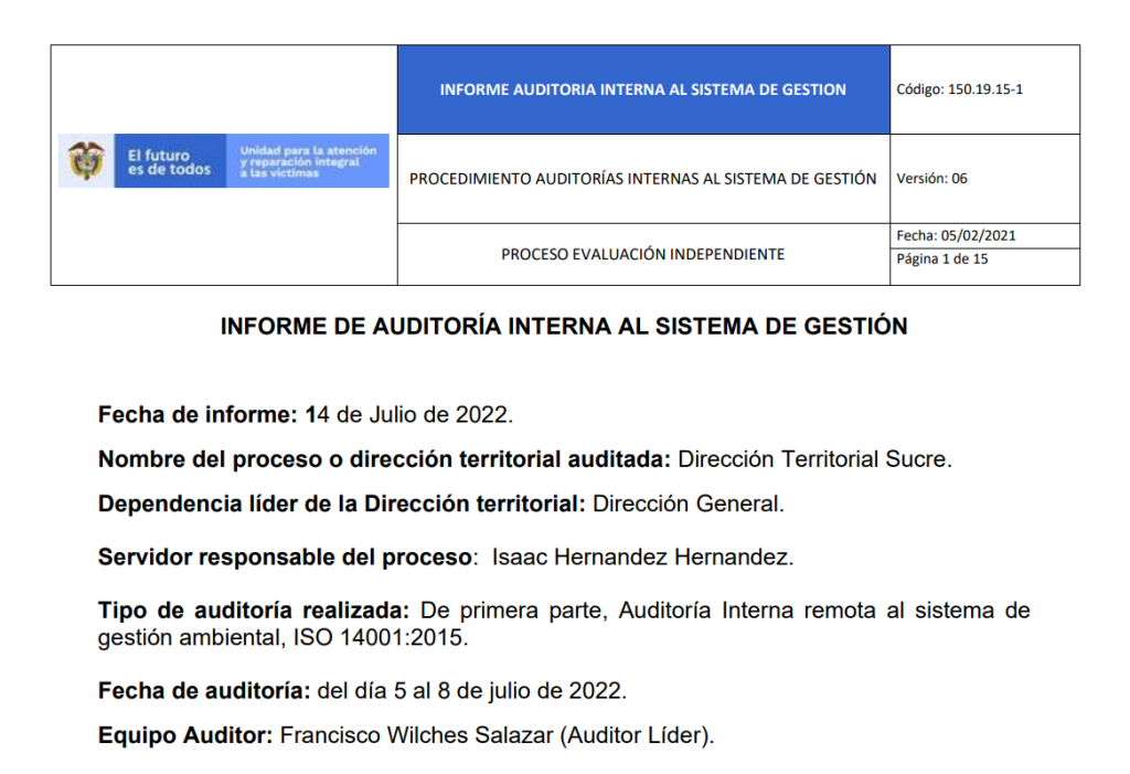informe auditoria del sga   dt sucre 0